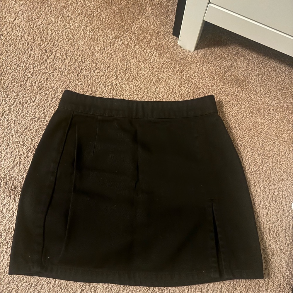 Black Mini Skirt with Slit